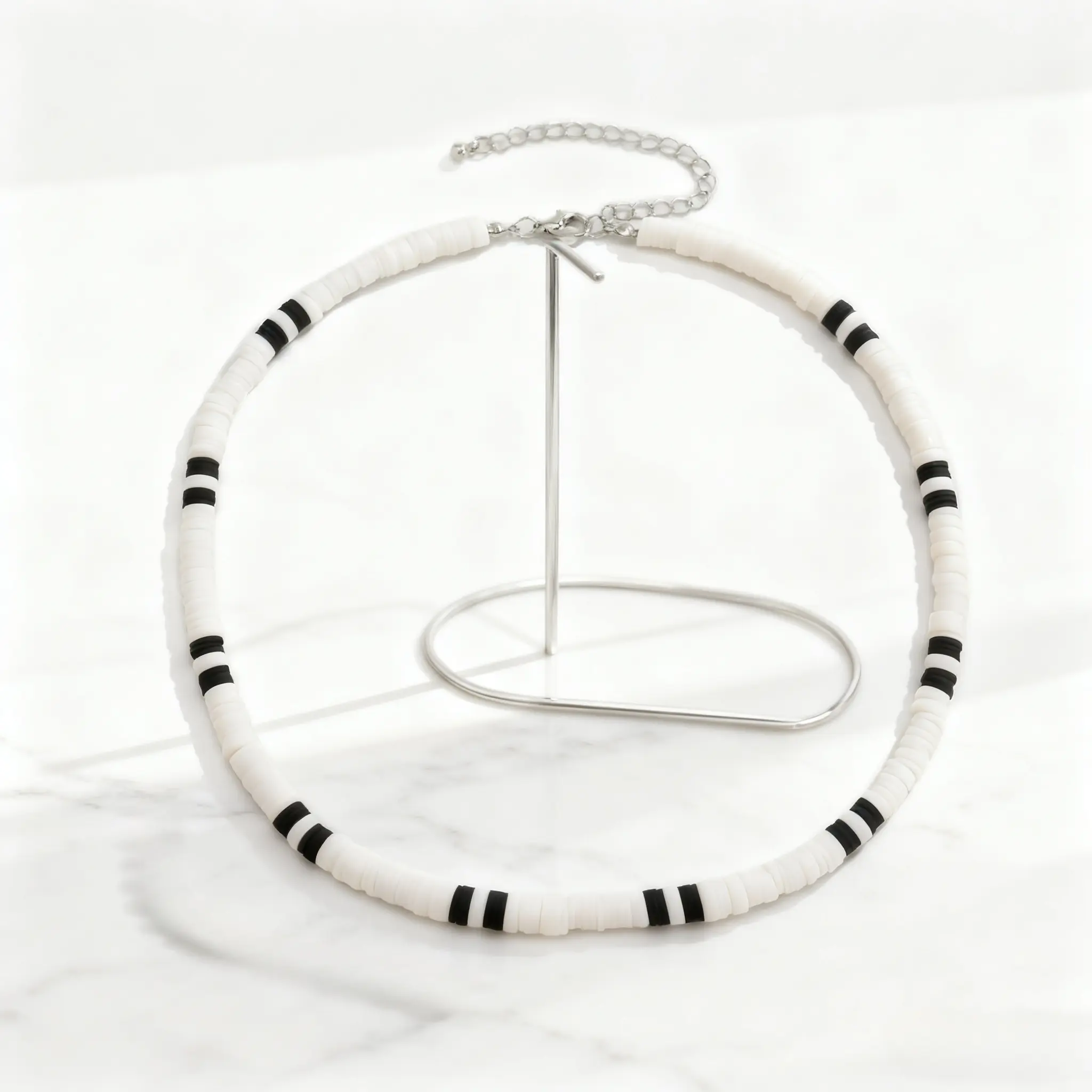 1pc Men's Simple Colorblock Beaded Necklace! Stainless Steel Daily Jewelry