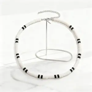 1pc Men's Simple Colorblock Beaded Necklace! Stainless Steel Daily Jewelry