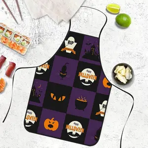 1pc Halloween Themed Checkered Apron, Durable Polyester Material, Ideal for Cooking, BBQ, Gardening, Art & Nail Care