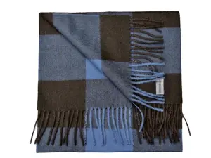 Scarf: Luxury Square Blue & Black 100% Baby Alpaca