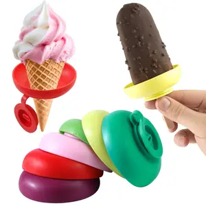 Double Duty Design Silicone Popsicle Holder ,Cone Stand 6PCS, Summer Ice Cream Drip Catcher, Leak Proof Pop Support with Drip Guard， Portable Children's Ice Pop Tray for Travel，Picnics Dishwasher Safe, Summer Party Activities Supplies