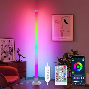 DIY Corner Floor Lamp with Remote Control, RGB Corner Lamp 59 IN (150 CM), LED Smart Standing lamp Light with Music Sync, 16 Million Colors, Ambient Lighting for Bedroom/Living Room/Game Room