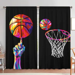 Basketball Themed Door Curtain, 1 Set Basketball Pattern Door Curtain, Home Decor for Living Room Bedroom, Room Decor, Home Decor, Basketball Hoop