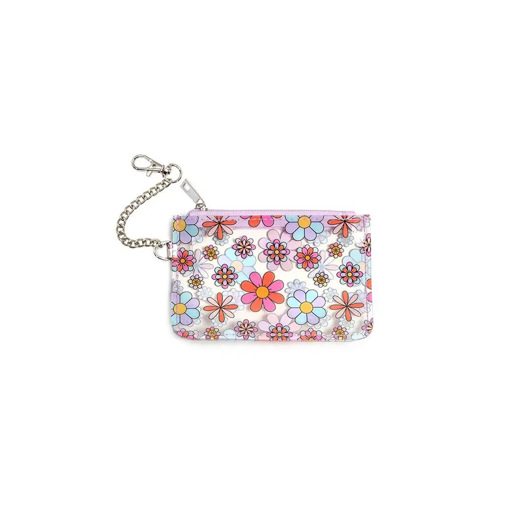 Clear Flower Key Chain Pouch Pouch | Cute Mini Bag Organizer & Wallet for Keys, Coins, Multi-Card  & Small Makeup Essentials - Portable Zipper Pouch for Bag Charm or Everyday Use