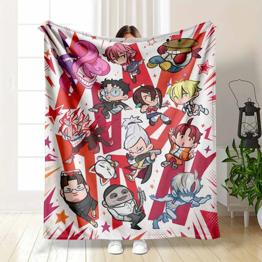 Dandadan Anime Flannel Blanket, Cute Chibi Art Manga Print Soft Cozy Warm Lightweight Throw for Home, Sofa Bed, Otaku Fans Gift with Room & House Decor Appeal, Anime Blankets