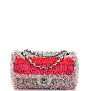 Pre-owned CHANEL Tweed Shoulder Bags CC Chain Flap Bag Braided and Ribbon Medium by Rebag