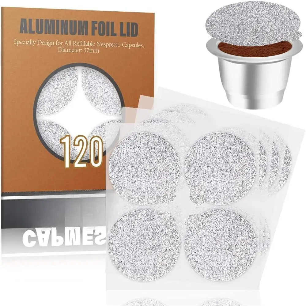 Espresso Foils -Coffee Pod Seal Lids to   Capsules Refillable Pods Compatible with   Line Machines 120 count/Package