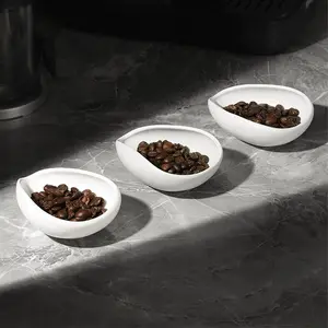 Ceramic Coffee Bean Dosing Cup, 35-40g Single Dose Measuring Tray for Coffee Bean and Tea, Chic Home Barista Tool Accessories