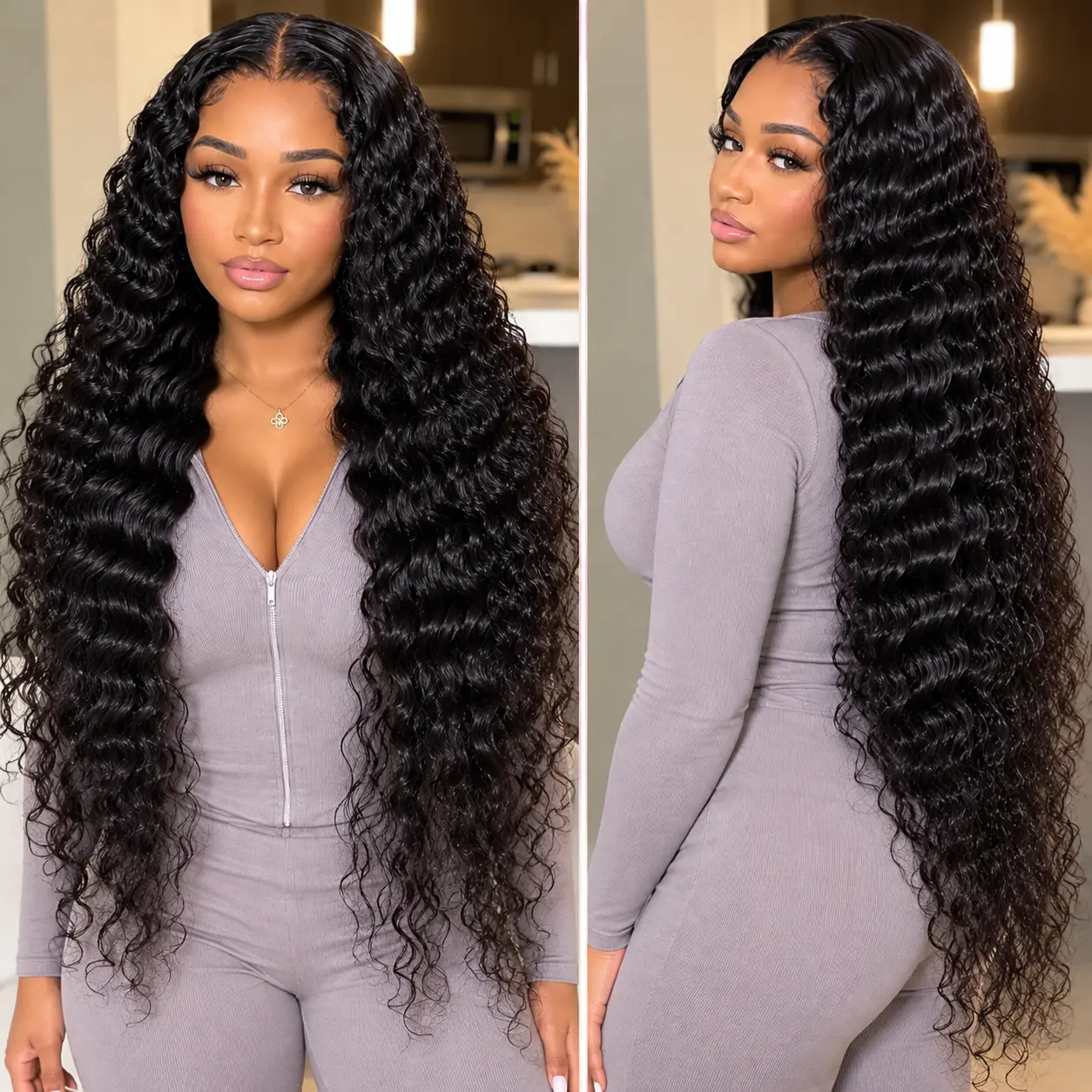 Bling Hair Fashion Female 100% Human Hair Wig - Deep Wave 13x6 HD Lace Front, 13x4 Transparent Lace Frontal, 180%Density, Sturdy, Lightweight, Breathable, Heat Resistant, Long-Lasting,sohochic
