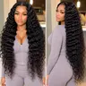 Bling Hair Fashion Female 100% Human Hair Wig - Deep Wave 13x6 HD Lace Front, 13x4 Transparent Lace Frontal, 180%Density, Sturdy, Lightweight, Breathable, Heat Resistant, Long-Lasting