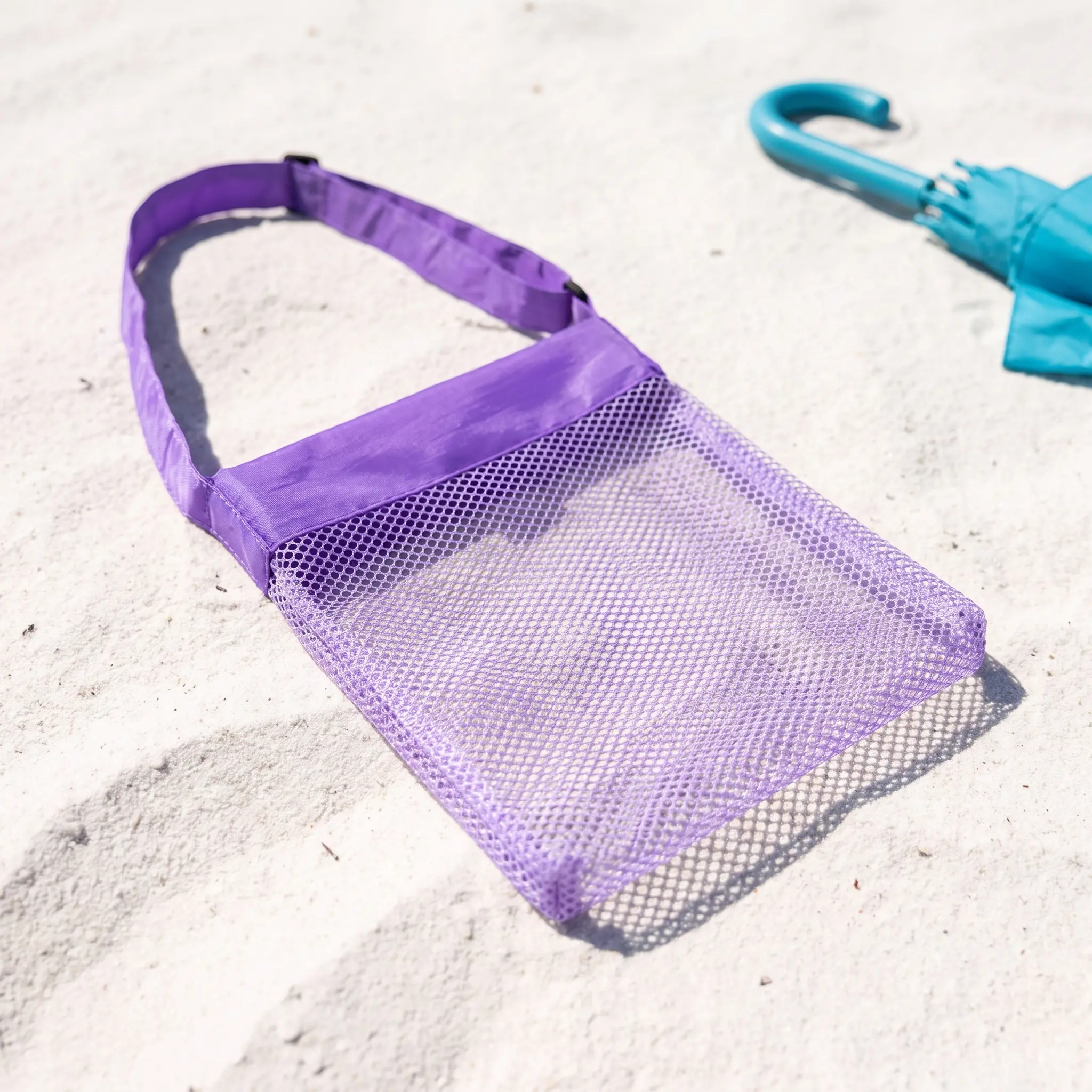 【Back to School】Mesh Beach Toy Shell Collection Storage Bag with Adjustable Shoulder Strap, Summer Travel Beach Party Accessory for Boys Girls, Travel Organizer Pouch-MM1