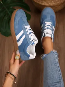 Women's Casual Low Top Sneakers, Round Toe, Multiple Colors, Lifestyle Colorblock Sneakers, Waterproof, Anti-Slip, Easy Clean, Comfortable Flat Sole, Versatile Sport Shoes