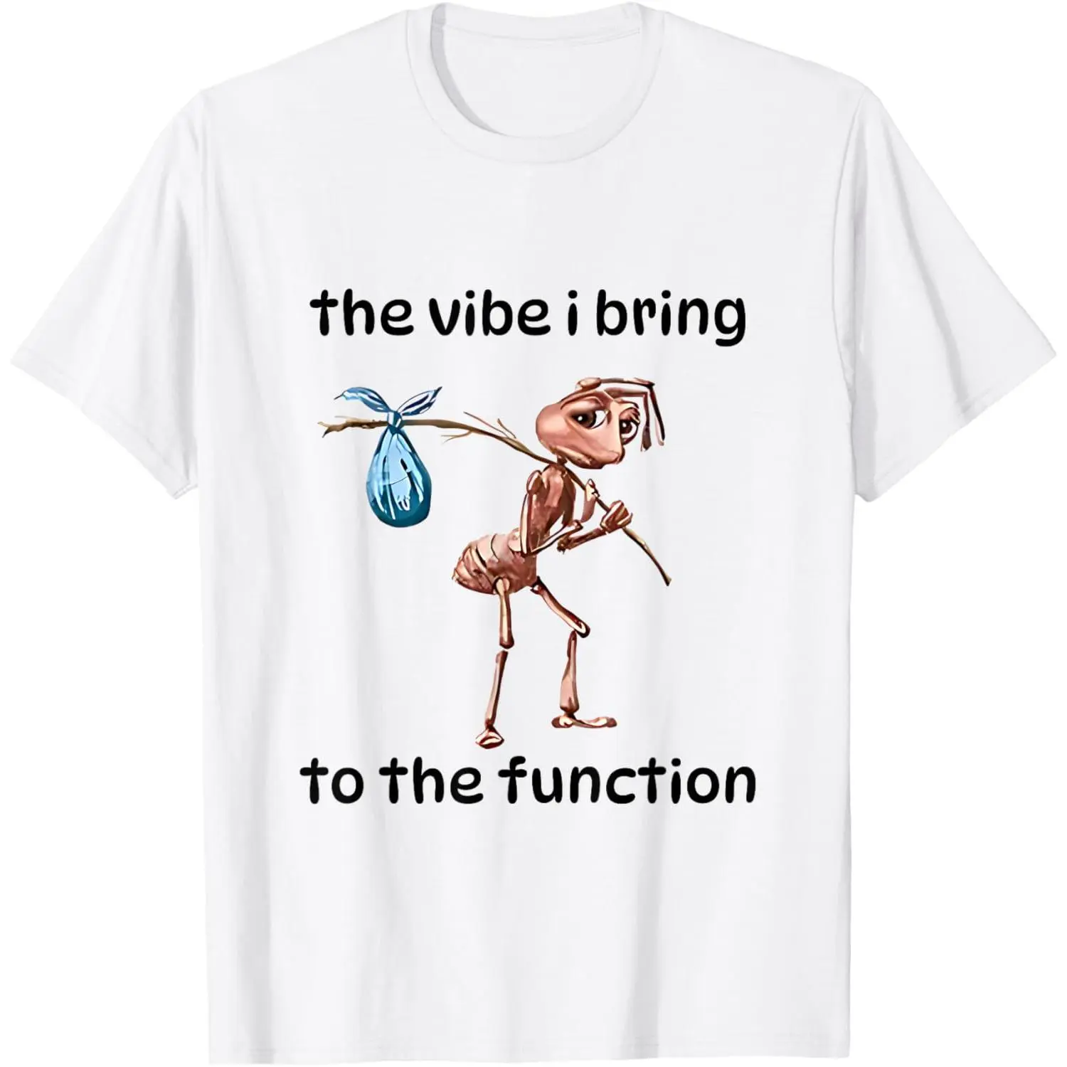 Sad Ant Meme Graphic T-Shirt, Unisex Casual Fitted 100% Cotton Short-Sleeve Round Neck Top, Shortsleeve, Tops, Menswear, Machine Wash Safe, Minimalist, Classic Crew Neck, Body-Fitting Cut, Ant Meme Print, S, Athletic, Basic, Short-Sleeve Tee, All Seasons,