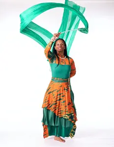 Asymmetrical Wrap Skirt – Orange & Green Batik Print | Praise Dancewear | ARISE Collection