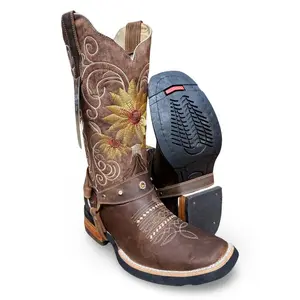 Oswelt | Women's Brown Leather Strap Boot