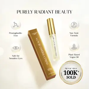 Purely Radiant Beauty Viral Lash & Brow Growth Serum – Organic, Vegan, Prostaglandin-Free – Thicker Longer Lashes – Castor + Rosemary Oil – TikTok Favorite- 100k+Sold