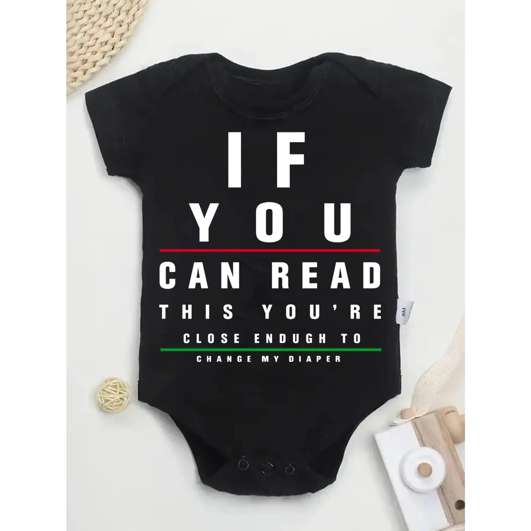 Newborn Onesies with Funny Printed Text, Short Sleeve Baby Clothing in 96% Cotton, Soft Regular Fit All-Season Infant Wear for 0-12 Months, Snap