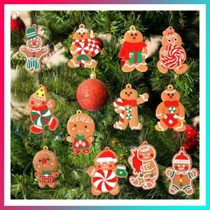 12pcs Gingerbread Man 、Gingerbread Christmas Decorations、Ornaments for Mini Tree Decorations Small Christmas Ornaments Resin Miniatures for Craft Christmas Decor、