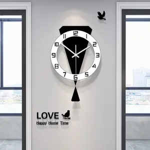 Minimalist Swing Wall Clock for Living Room, Creative Silent Decorative Clock Home Decor, Irregular Shape for Kitchen & Office, Battery Operated Design