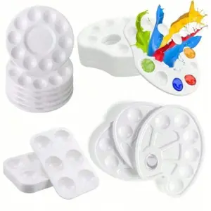 8-Piece Plastic Paint Palette Set, Watercolor Mixing Tray, Painting Trays for Art Parties, DIY Crafts & Art Supplies