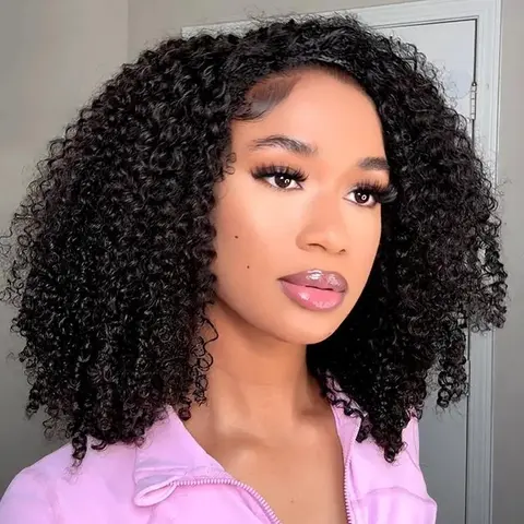 Celie Hair Afro Curly Wear and Go Glueless Half Wig Invisible Hairline Upgrade With Drawstring Cap Seamless Flip Over Human Hair Wigs Easy Install Natural Look #sohochic #TikTokShopBackToSchool