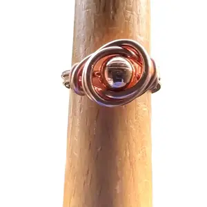 Sturdy Handmade Pure Copper Ring with Copper Bead