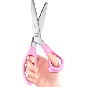 Sewing Pinking Shears for Fabric Cutting, 9" Zig Zag Scissors for lace wig, Craft Scissors Decorative Edge Paper, Ideal for Tailor, Quiltiing, Dressmaking, Scrapbooking, Home DIY, Arts&Crafting