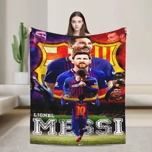Football player Messi themed printed blanket, soft, lightweight and durable, perfect for bed, sofa, office, bedroom or travel, a great gift for fans blanket plushthin quilt holiday gift Intense Nacho Printed Flannel Blanket