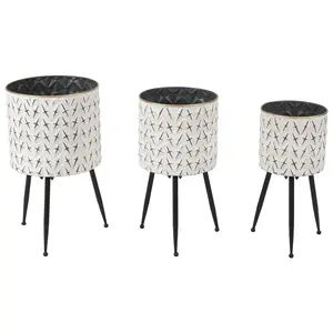Luxen Home 3-Piece Standing Metal Round Planters
