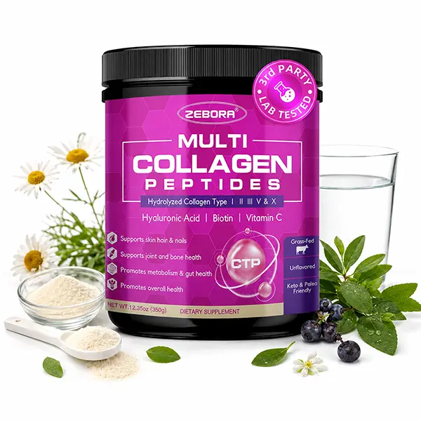 Multi Collagen Peptides Powder, Hydrolyzed Collagen Types I, II, III, V & X with Hyaluronic Acid, Biotin & Vitamin C, Supports Healthy Skin, Hair, Nails, Joints & Bones, Non-GMO, Keto Friendly, for Women