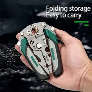 Multifunctional Foldable Portable Wire Stripper Pliers, Special Design for Electricians, Cut Wires, Twist Pipes, Ideal Gift for Halloween & Christmas