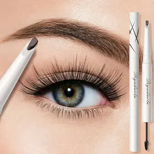 Dual-Ended Eyebrow Pencil with, Automatic Rotating Triangular Tip, One End Brow Pencil One End, Waterproof Sweatproof Smudge-Proof Long-Lasting, Easy to Use Beginners, Available in Black & Brown, Daily Makeup