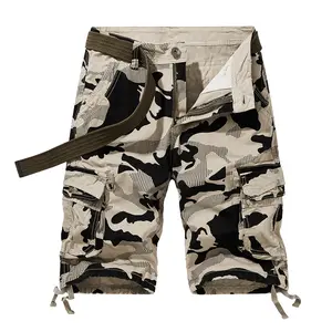 Men’s summer new fashion camouflage multi-pocket cargo shorts, 1 piece, suitable for outdoor activities and casual wear, 100% pure cotton (belt not included).