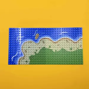 Island Scene Straight Road Bend River Building Blocks, MOC Small Particle Building Blocks, Children's Assembly Toys, Small Particle Panel