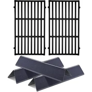 7637 7635 Cast Iron Grill Grates  for Weber Spirit 200 E-210 S-210, Spirit II GS4 E-215 E-220 67022 67045, 15GA Porcelain Steel Cooking Flavorizer Bars BBQ Gas Grill Replacement 15.3 Inch