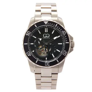 Curtis and Co. BIG TIME ROYALE 45mm Silver Case Black Dial White Accent Luxury Miyota Automatic Watch 10 ATM Water Resistant Stainless Steel Bracelet for Men Women Elegant