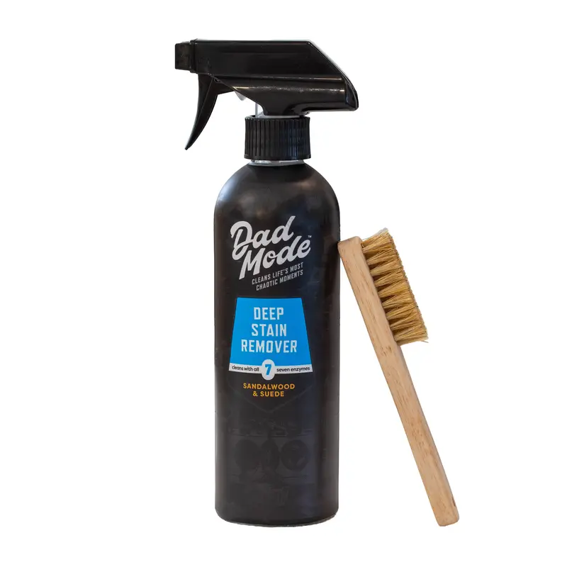DadMode 7-Enzyme Heavy-Duty Spot Stain Treater Spray with Brush - 16oz Refillable Enzyme-Based All-Purpose Cleaner Bottle, Nuclease (DNAse), Natural Ingredients, Effective on Grease, Food, Body Stains & Odors
