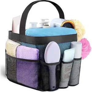Mesh Shower Caddy Portable for College Dorm Room Essentials with 8 Pockets, Hanging Shower Caddy... Basket Organiser