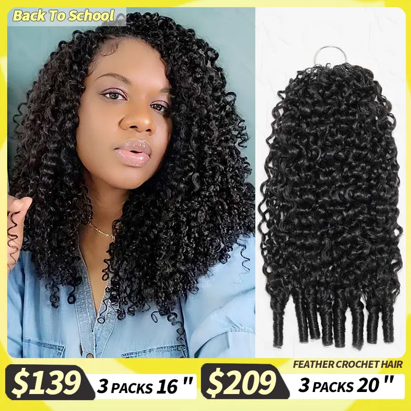 QVR Burmese Curly Crochet Hair Natural Black Machine Made Feather Burmese Curly, Kinky Curly, Water Wave, Vacation Hair & Beach Essentials Crochet Human Hair Extension #SummerWins #DealsForYouDays