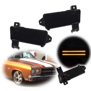 2PCS  Brand new and quality For 1970 Chevy Chevelle El Camino Smoke Amber LED Front Side Marker lamps Lights