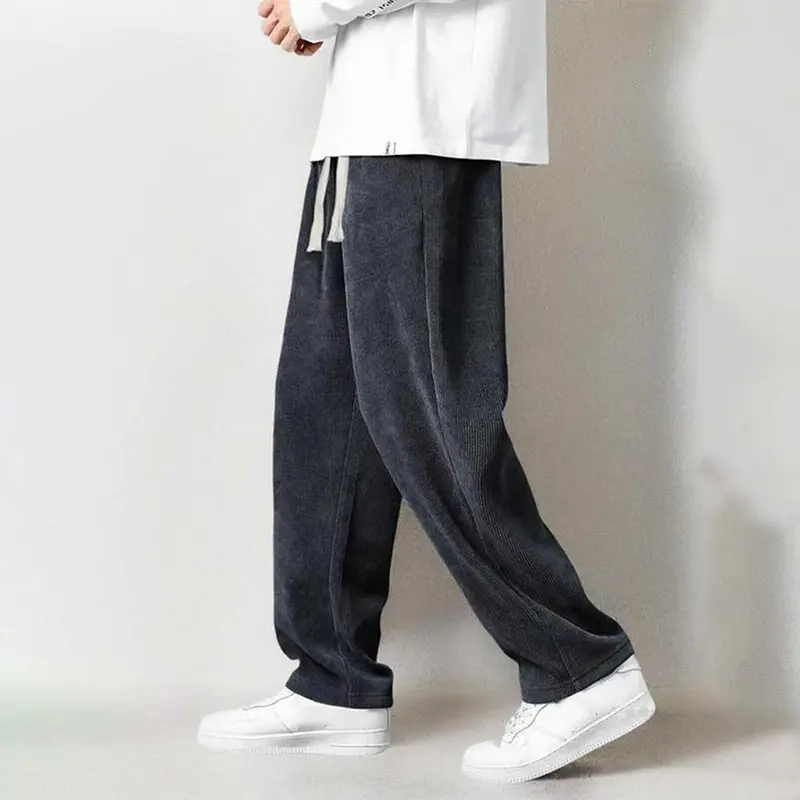 Men's Loose Fit Plain / Letter Patched Drawstring Waist Pants with Pocket Design, Casual Straight Leg Sweatpants, Spring & Fall Trousers for Men Outdoor Activities, Men Cargo Pants