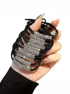 10-Piece Elastic Hair Ties Set, Rhinestone Decorated, Shiny Diamond Hair Bands, Suitable for Thick & Thin Hair, Women's Hair Accessories
