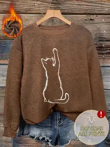 New Autumn/Winter Women's Round Neck Sweater with Cute Cartoon Christmas Elf Print, Loose Fit, Fashionable and Versatile Base Knitwear, Warm Top for Holidays and Parties, Women's Casual, Stylish, Elegant, Autumn/Winter Knit Sweatshirt