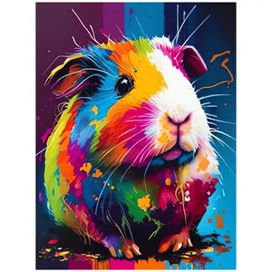 Multiple sizes available including square and round diamonds. This 5D DIY diamond painting set diamond art embroidery kit handmade furniture decor holiday birthday art personalized gift. Rainbow splatter guinea pig wall art Diamond Painting Kits