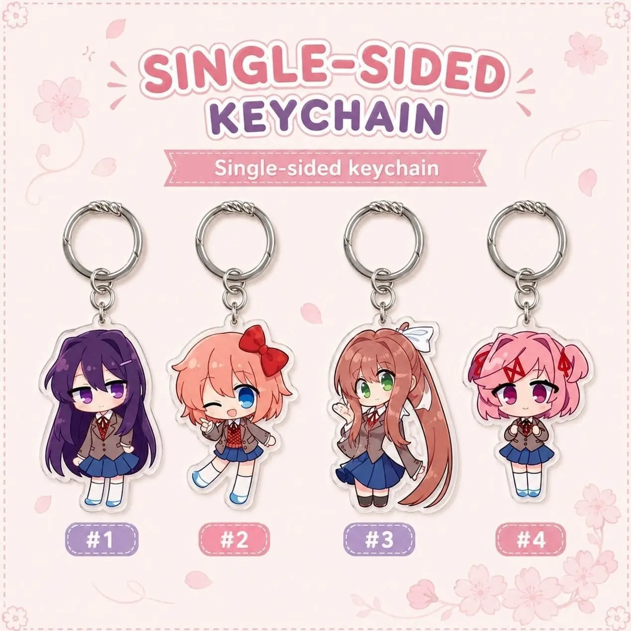 Chibi School Girl Acrylic Keychain, Cute Backpack Charm, Cartoon Style Gift
