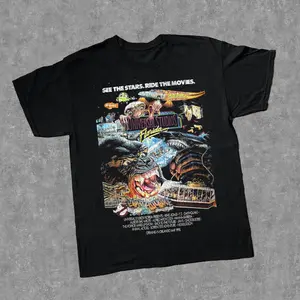 '89 UNIVERSAL STUDIOS FLORIDA VINTAGE BLACK T-SHIRT, Retro 90s Movie Theme Park Tee, Vintage King Kong & E.t. Graphic T-shirt, Classic Hollywood Streetwear, Unisex Cotton Crewneck T-Shirt Menswear Womenswear Streetwear Top