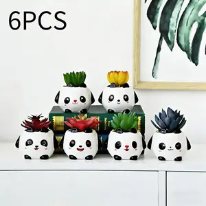 6pcs, Creative Cute Little Panda Ceramic Flower Pots, Succulent Planting, Small Plant Flower Pots, Breeding Fresh Flowers, Suitable for Home, Garden Decoration, Home Decoration, Office Ornaments, Planting Enthusiasts Gift