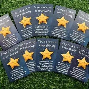 10 Sets Pocket-Sized Resin Star Charm with Encouragement Card, Mini Cheer leader Gifts for Tough Days, Positive Message Card Perfect for Friends & Family, Quote Cards