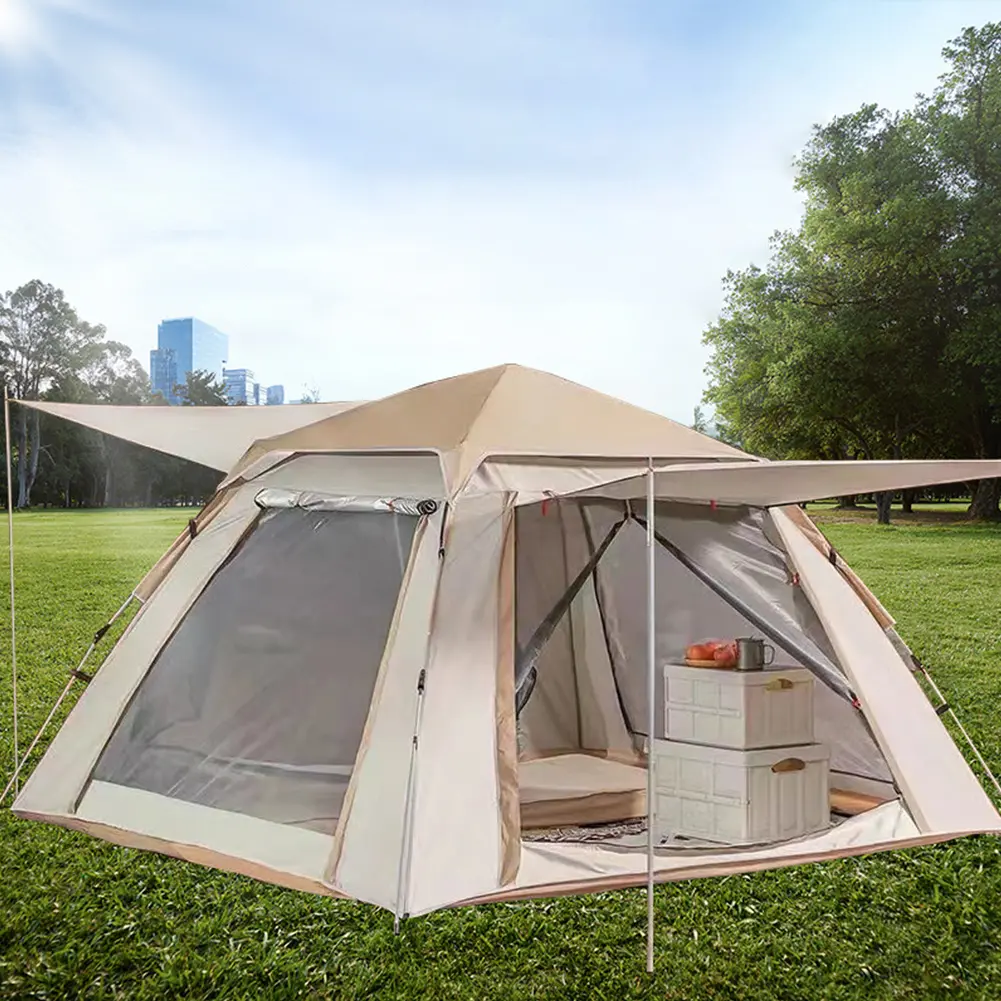 Easy Pop Up Camping Tents Waterproof Two Doors Instant Tent Automatic Quick Opening Large Size Family Tent for Family Camping Hunting Hiking Mountaineering