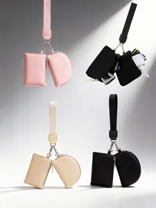 Multifunctional Handbag Key Holder Bluetooth-compatible Earphone Car Key Wristlet Bag Wrist Strap Portable Mini Compact Size Fashion Colorblock Nylon Waterproof Storage Key Case